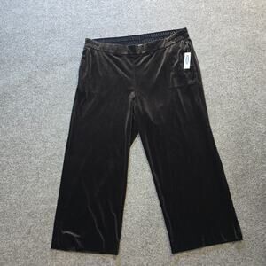 Old Navy Pants Womens Size XL Black Velour Wide Let Crop Pull On Lounge Casual